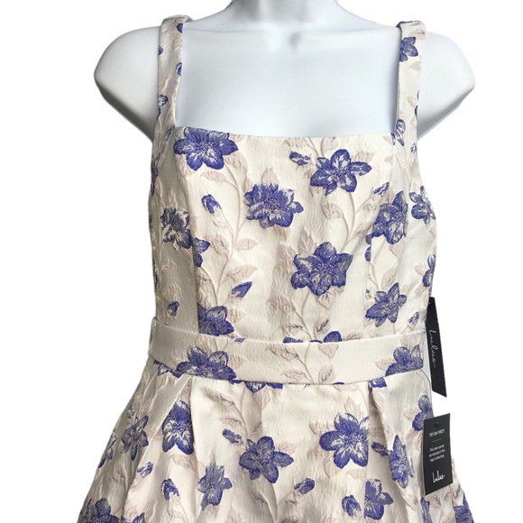 Lulu’s Blue/Pink Floral Damask Pleated Fit & Flare Dress NWT Misses size XS - Picture 5 of 5